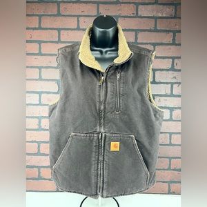 Women’s Carhartt Sherpa Lined Dark Brown Full Zip Vest Preowned